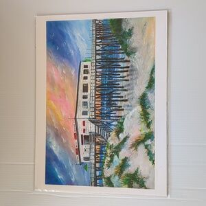 Old Wooden NC Fishing Pier New Giclee Art Print of Original Painting 16X12